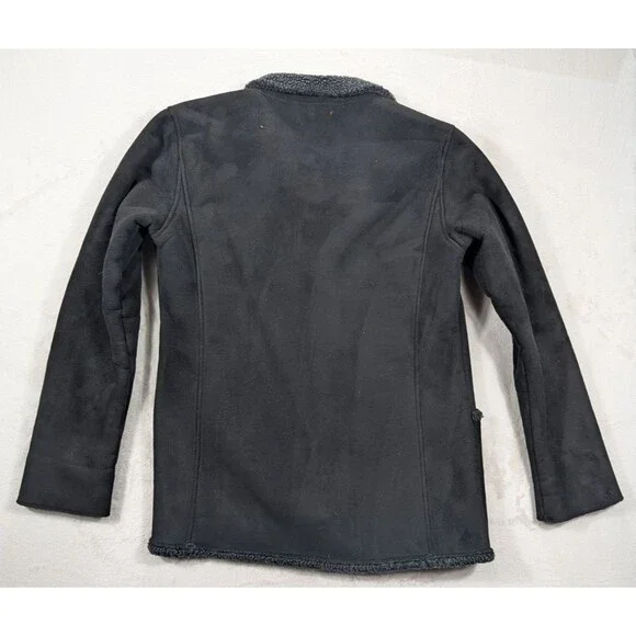 LL Bean Women’s XS Faux Suede Sherpa Lined Coat Black Charcoal 0WL05 - Picture 4 of 11